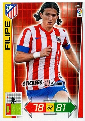 Sticker Filipe Luis - Liga BBVA 2012-2013. Adrenalyn XL n. 25 - Panini