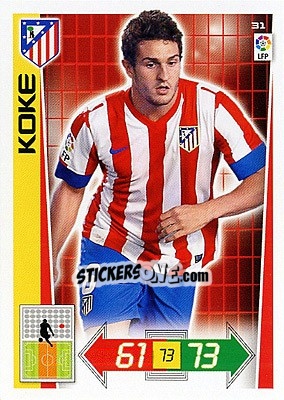 Sticker Koke - Liga BBVA 2012-2013. Adrenalyn XL n. 31 - Panini