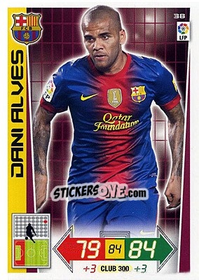 Sticker Dani Alves - Liga BBVA 2012-2013. Adrenalyn XL n. 38 - Panini
