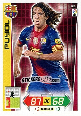 Sticker Puyol - Liga BBVA 2012-2013. Adrenalyn XL n. 39 - Panini