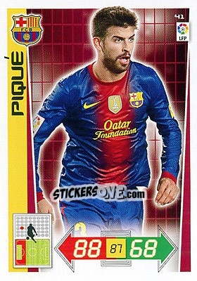 Sticker Piqué - Liga BBVA 2012-2013. Adrenalyn XL n. 41 - Panini