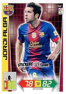 Sticker Jordi Alba - Liga BBVA 2012-2013. Adrenalyn XL n. 42 - Panini