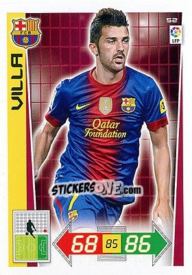 Sticker David Villa - Liga BBVA 2012-2013. Adrenalyn XL n. 52 - Panini