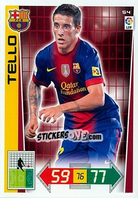 Sticker Cristian Tello - Liga BBVA 2012-2013. Adrenalyn XL n. 54 - Panini