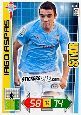 Sticker Iago Aspas - Liga BBVA 2012-2013. Adrenalyn XL n. 88 - Panini