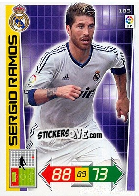 Sticker Sergio Ramos - Liga BBVA 2012-2013. Adrenalyn XL n. 183 - Panini