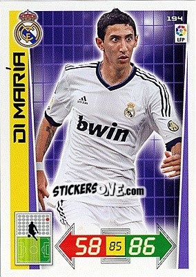 Sticker Di María - Liga BBVA 2012-2013. Adrenalyn XL n. 194 - Panini