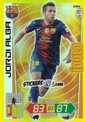Sticker Jordi Alba - Liga BBVA 2012-2013. Adrenalyn XL n. 392 - Panini