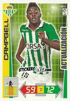 Sticker Joel Campbell - Liga BBVA 2012-2013. Adrenalyn XL n. 451 - Panini