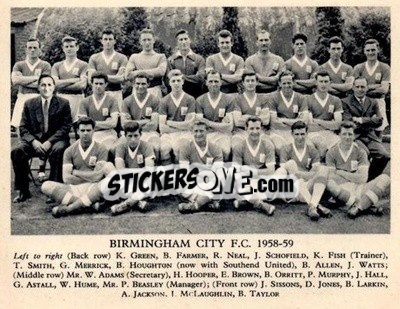 Sticker Birmingham City F.C. - Football Teams 1958-1959
 - Fleetway
