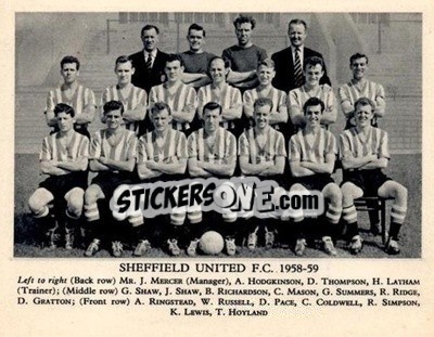 Sticker Sheffield United F.C. - Football Teams 1958-1959
 n. 12 - Fleetway
