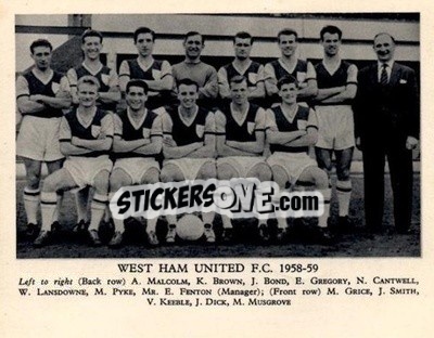 Sticker West Ham United F.C. - Football Teams 1958-1959
 n. 2 - Fleetway
