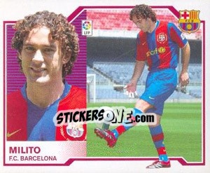 Sticker 12) Gabriel Milito (Barcelona) - Liga Spagnola 2007-2008 n. 642 - Colecciones ESTE