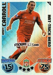 Sticker Andy Carroll - English Premier League 2010-2011. Match Attax Extra
 - Topps