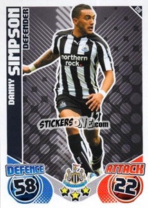 Sticker Danny Simpson - English Premier League 2010-2011. Match Attax Extra
 n. U30 - Topps