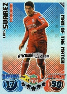 Sticker Luis Suarez - English Premier League 2010-2011. Match Attax Extra
 n. M10 - Topps