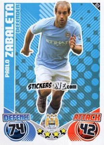 Cromo Pablo Zabaleta - English Premier League 2010-2011. Match Attax Extra
 - Topps