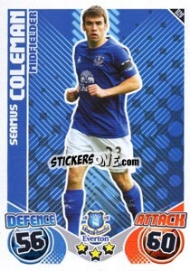 Sticker Seamus Coleman - English Premier League 2010-2011. Match Attax Extra
 n. U20 - Topps