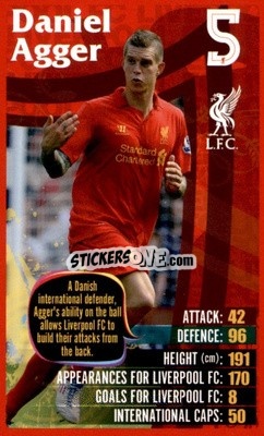Sticker Daniel Agger -  Liverpool 2012-2013
 n. 6 - Top Trumps