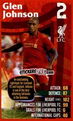 Sticker Glen Johnson -  Liverpool 2012-2013
 n. 3 - Top Trumps