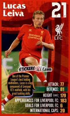 Sticker Lucas Leiva -  Liverpool 2012-2013
 n. 13 - Top Trumps