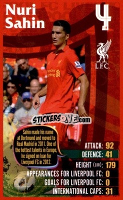 Cromo Nuri Sahin -  Liverpool 2012-2013
 - Top Trumps