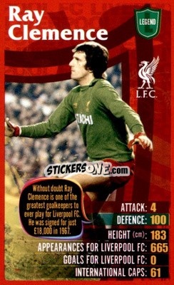 Sticker Ray Clemence -  Liverpool 2012-2013
 n. 31 - Top Trumps