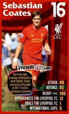 Sticker Sebastian Coates -  Liverpool 2012-2013
 n. 11 - Top Trumps