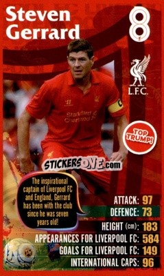 Sticker Steven Gerrard -  Liverpool 2012-2013
 n. 8 - Top Trumps