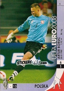 Sticker Artur Boruc - UEFA Euro Austria-Switzerland 2008. Trading Cards Game n. 1 - Panini