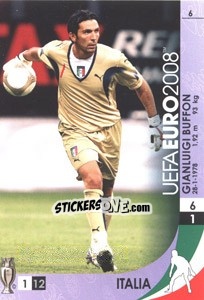 Sticker Gianluigi Buffon - UEFA Euro Austria-Switzerland 2008. Trading Cards Game n. 6 - Panini