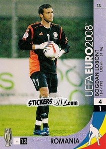 Sticker Bogdan Lobont - UEFA Euro Austria-Switzerland 2008. Trading Cards Game n. 13 - Panini
