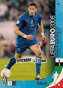 Sticker Marco Materazzi - UEFA Euro Austria-Switzerland 2008. Trading Cards Game n. 20 - Panini