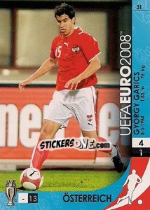 Sticker György Garics - UEFA Euro Austria-Switzerland 2008. Trading Cards Game n. 31 - Panini