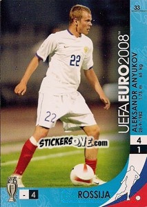 Sticker Aleksandr Anyukov - UEFA Euro Austria-Switzerland 2008. Trading Cards Game n. 33 - Panini