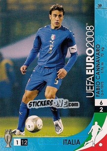 Sticker Fabio Cannavaro - UEFA Euro Austria-Switzerland 2008. Trading Cards Game n. 39 - Panini
