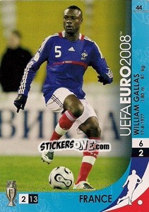 Sticker William Gallas - UEFA Euro Austria-Switzerland 2008. Trading Cards Game n. 44 - Panini