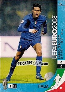 Sticker Fabio Grosso - UEFA Euro Austria-Switzerland 2008. Trading Cards Game n. 46 - Panini