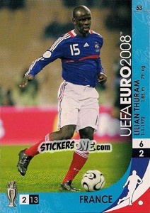 Sticker Lilian Thuram - UEFA Euro Austria-Switzerland 2008. Trading Cards Game n. 53 - Panini