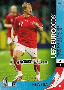 Sticker Christoph Spycher - UEFA Euro Austria-Switzerland 2008. Trading Cards Game n. 54 - Panini