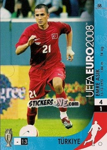 Sticker Emre Asik - UEFA Euro Austria-Switzerland 2008. Trading Cards Game - Panini