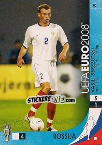 Sticker Vasili Berezutski - UEFA Euro Austria-Switzerland 2008. Trading Cards Game n. 70 - Panini