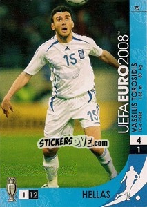 Sticker Vasilis Torosidis - UEFA Euro Austria-Switzerland 2008. Trading Cards Game n. 75 - Panini