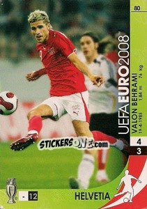 Sticker Valon Behrami - UEFA Euro Austria-Switzerland 2008. Trading Cards Game n. 80 - Panini