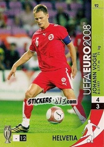 Sticker Johann Vogel - UEFA Euro Austria-Switzerland 2008. Trading Cards Game n. 92 - Panini