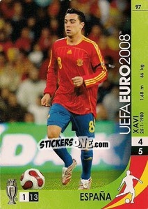 Sticker Xavi - UEFA Euro Austria-Switzerland 2008. Trading Cards Game n. 97 - Panini