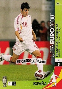 Sticker Francesc Fabregas - UEFA Euro Austria-Switzerland 2008. Trading Cards Game n. 101 - Panini