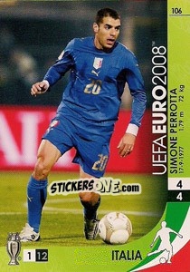 Sticker Simone Perrotta - UEFA Euro Austria-Switzerland 2008. Trading Cards Game n. 106 - Panini