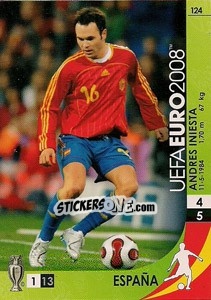 Sticker Andres Iniesta - UEFA Euro Austria-Switzerland 2008. Trading Cards Game - Panini