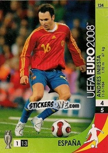 Sticker Andres Iniesta - UEFA Euro Austria-Switzerland 2008. Trading Cards Game n. 124 - Panini